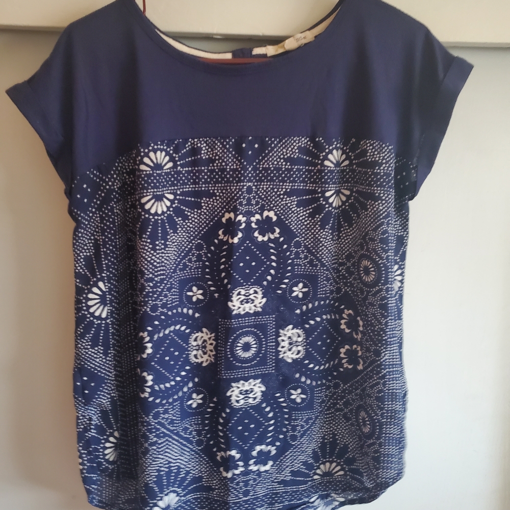 Rewind Navy and White Patterned Blouse
